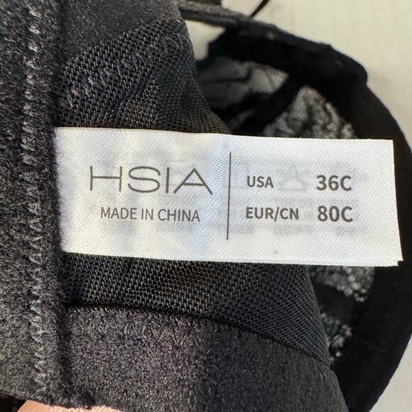 HSIA Full Coverage Unlined Underwire Bra Black Lace Plus Size NWT 36C - Picture 8 of 8